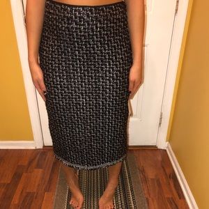 Fitted Sparkly Midi Skirt